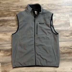 Timberland Vest Men’s Large Gray Fleece Full Zip Stand Collar Chest Zip Pocket